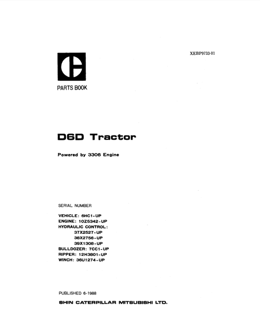 Manual de Partes Tractor sobre Orugas Caterpillar D6D