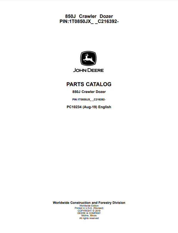 Manual de Partes Bulldozer John Deere 850J - PC10234