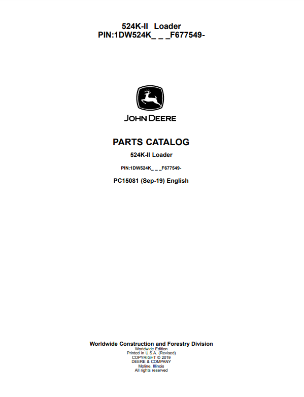 Manual de Partes Cargador John Deere 524K-II - PC15081