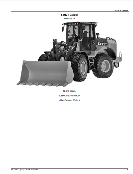 Manual de Partes Cargador John Deere 524K-II - PC15081