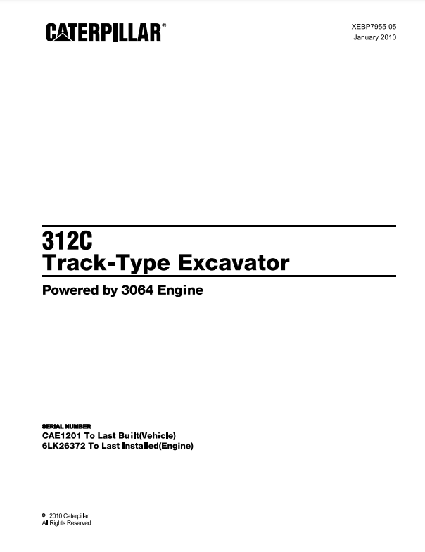 Manual de Partes Excavadora Caterpillar 312C