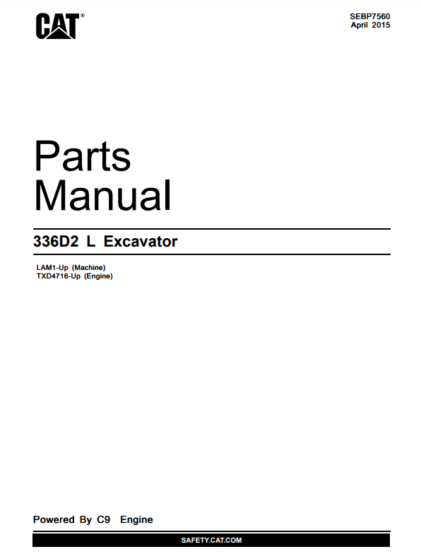 Manual de Partes Excavadora Caterpillar 336D2 L