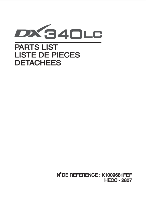 Manual de Partes Excavadora Doosan DX340LC
