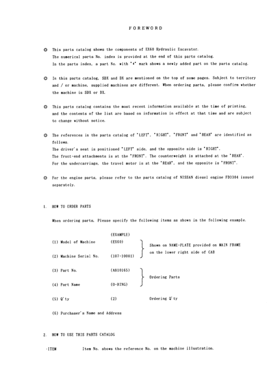 Manual de Partes Excavadora Hitachi EX60 - P107-1-7
