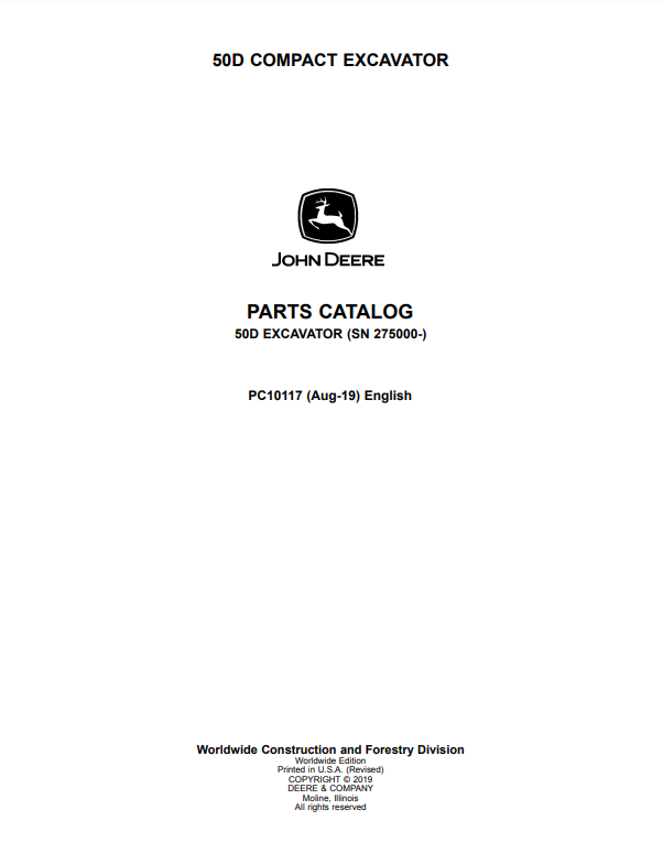 Manual de Partes Excavadora John Deere 50D - PC10117