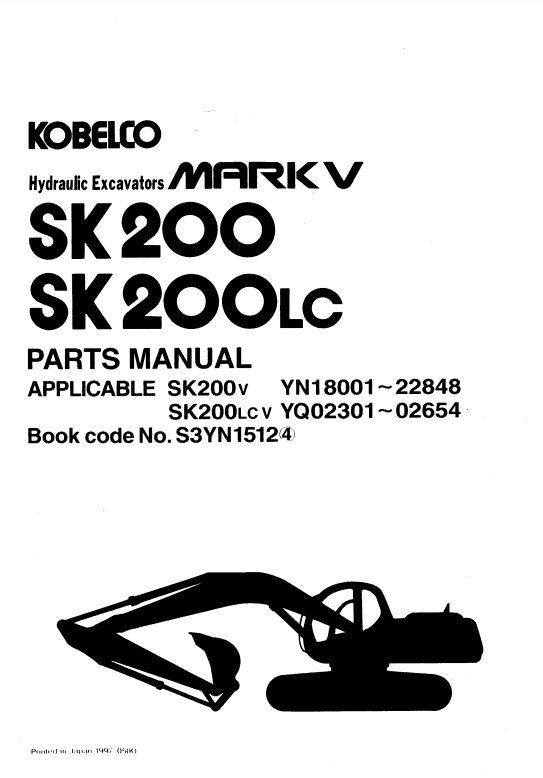 Manual de Partes Excavadora Kobelco SK200 SK200LC