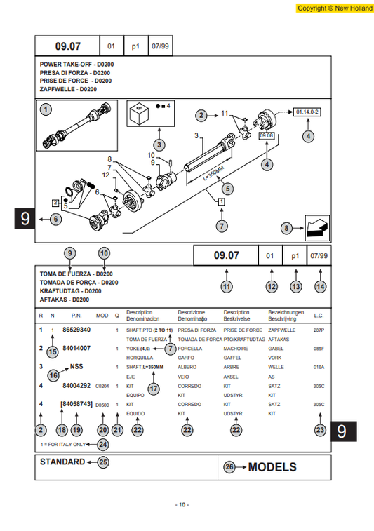 Manual de Partes Excavadora New Holland E245B