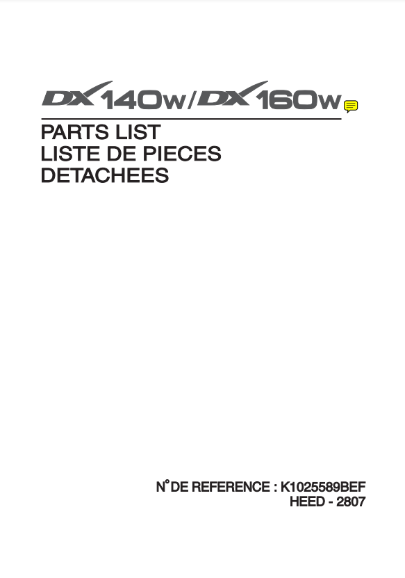 Manual de Partes Excavadora sobre Ruedas Doosan DX140W - DX160W