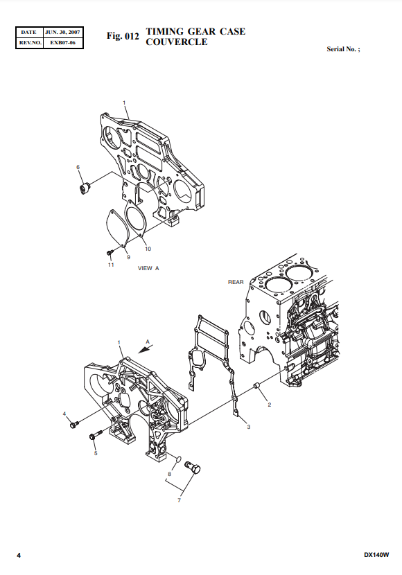 Manual de Partes Excavadora sobre Ruedas Doosan DX140W - DX160W