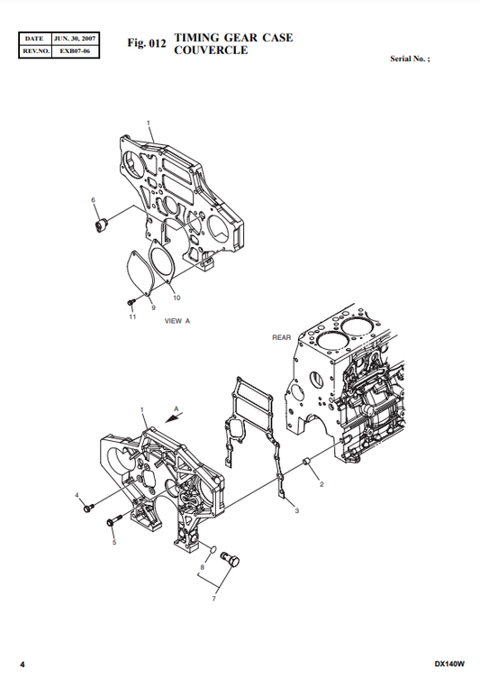 Manual de Partes Excavadora sobre Ruedas Doosan DX140W - DX160W