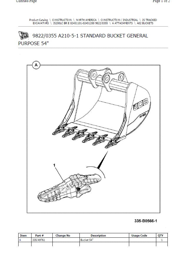 Manual de Partes JCB JS200 9822/0355 A210