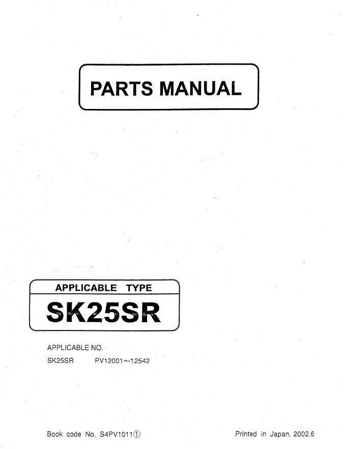 Manual de Partes Kobelco SK25SR - PV12001