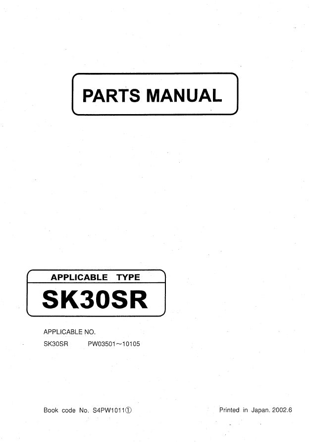 Manual de Partes Kobelco SK30SR - PW03501