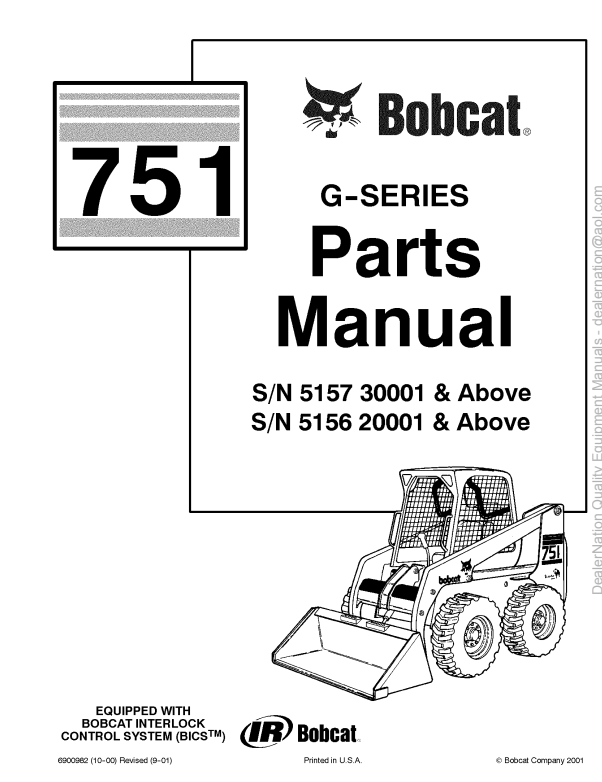 Manual de Partes Mini Cargador Bobcat 751 G SERIES