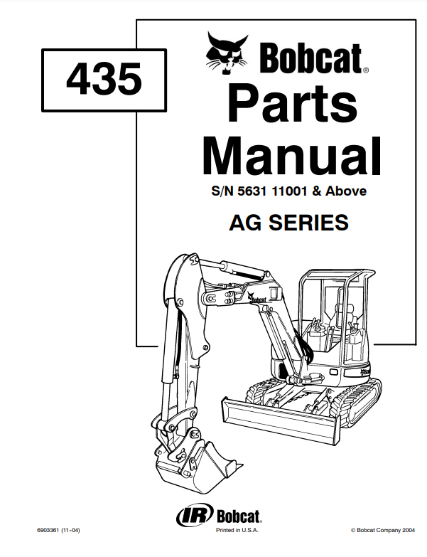 Manual de Partes Mini Excavadora Bobcat 435 AG SERIES