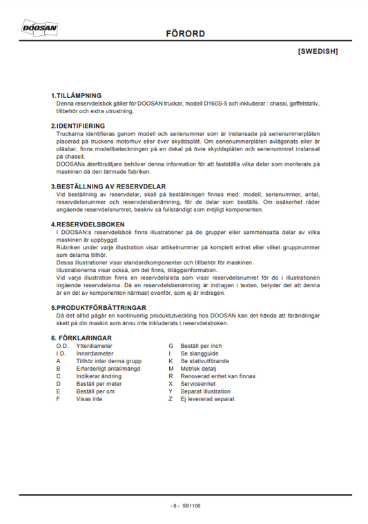 Manual de Partes Montacarga Doosan D160S-5