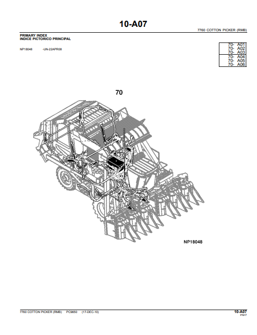 Manual de Partes Recogedora de Algodón John Deere 7760 - PC9650