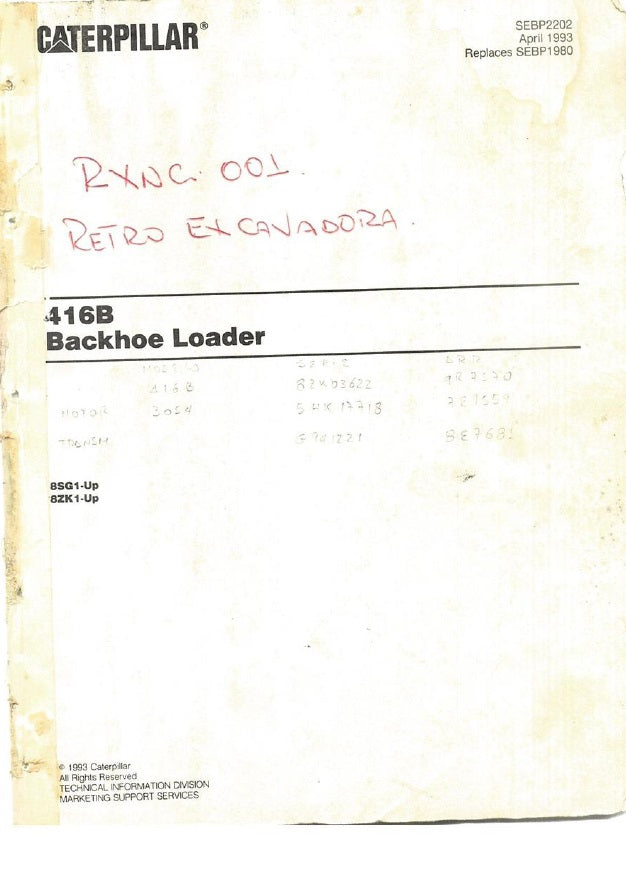 Manual de Partes Retroexcavadora 416B