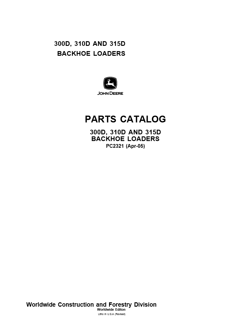 Manual de Partes Retroexcavadora John Deere 300D 310D 315D