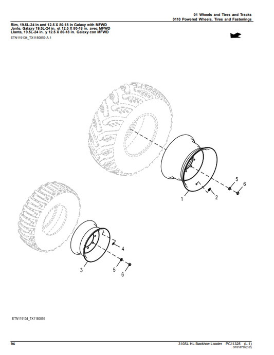Manual de Partes Retroexcavadora John Deere 310SL HL- PC11325