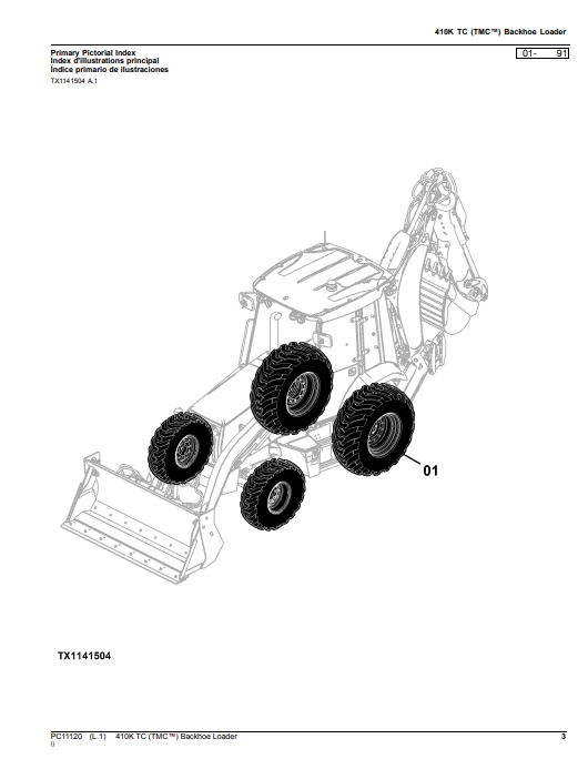 Manual de Partes Retroexcavadora John Deere 410K - PC11120
