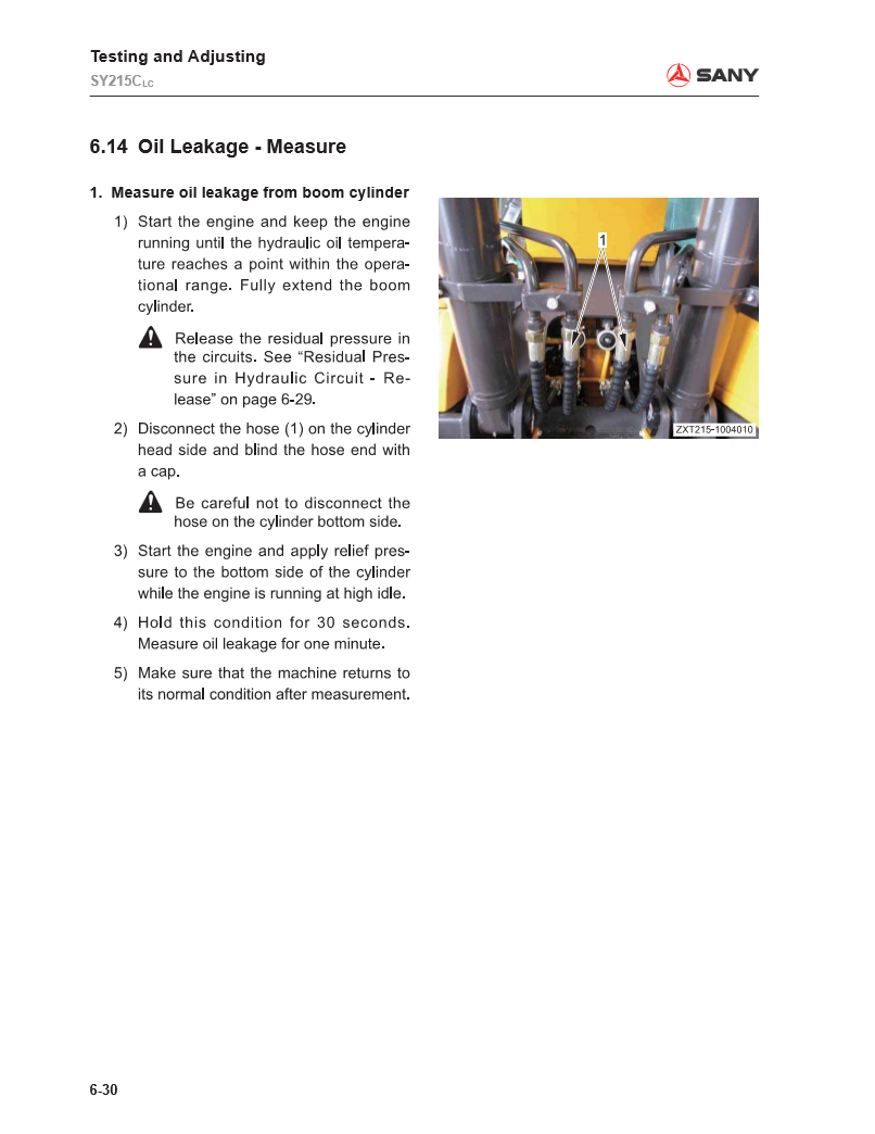 Manual de Prueba y Ajuste Excavadora Sany- SY215C
