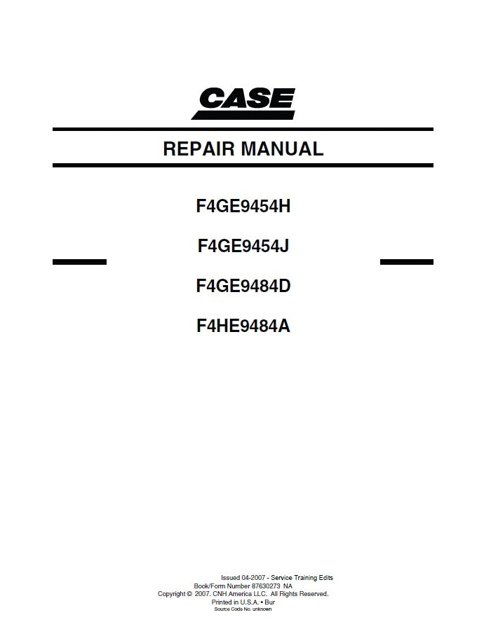 Manual de Servicios Motor Case F4GE9454H F4GE9454J F4GE9484D F4HE9484A