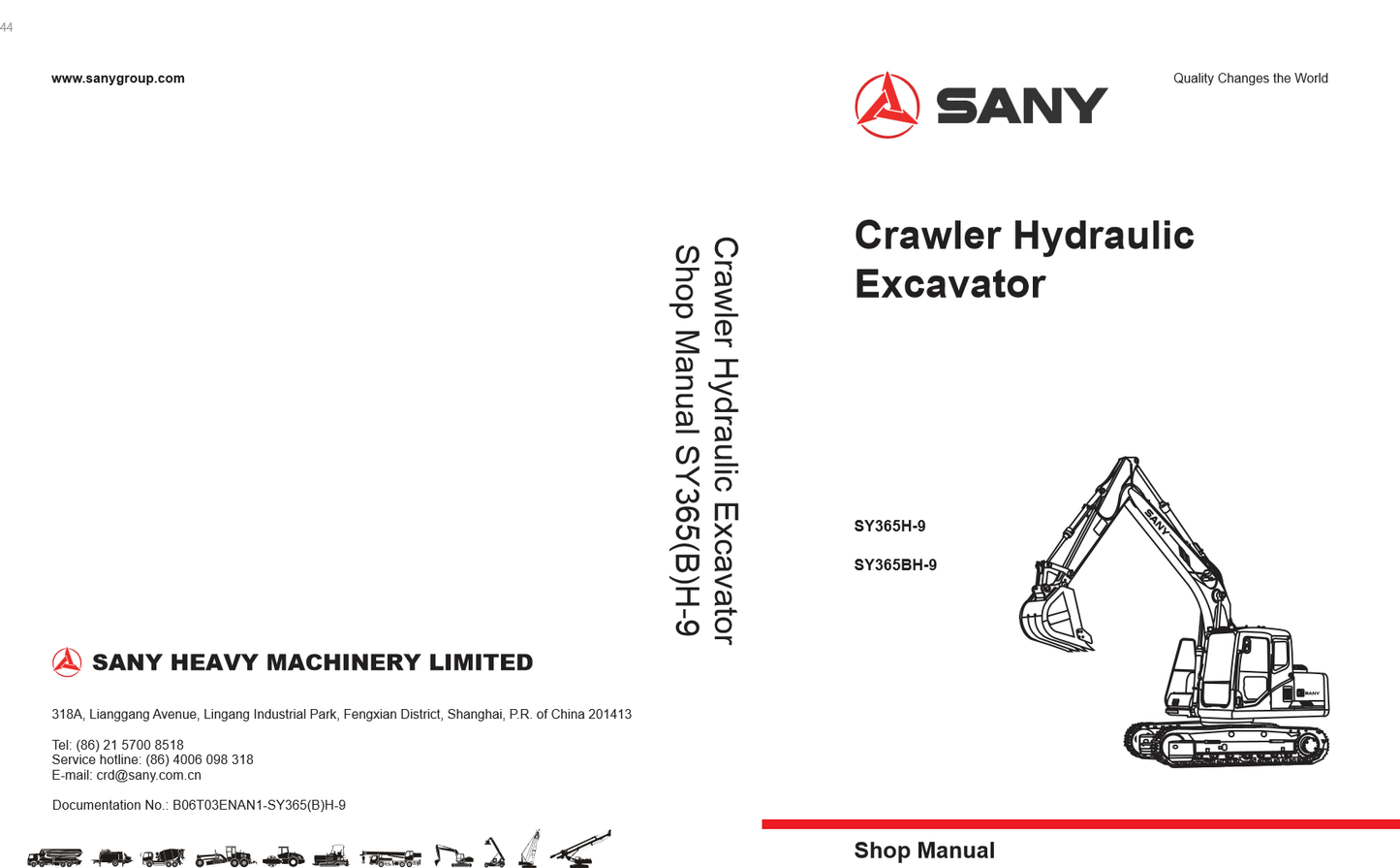 Manual de Servicio Excavadora Sany SY365H-9 SY365BH-9