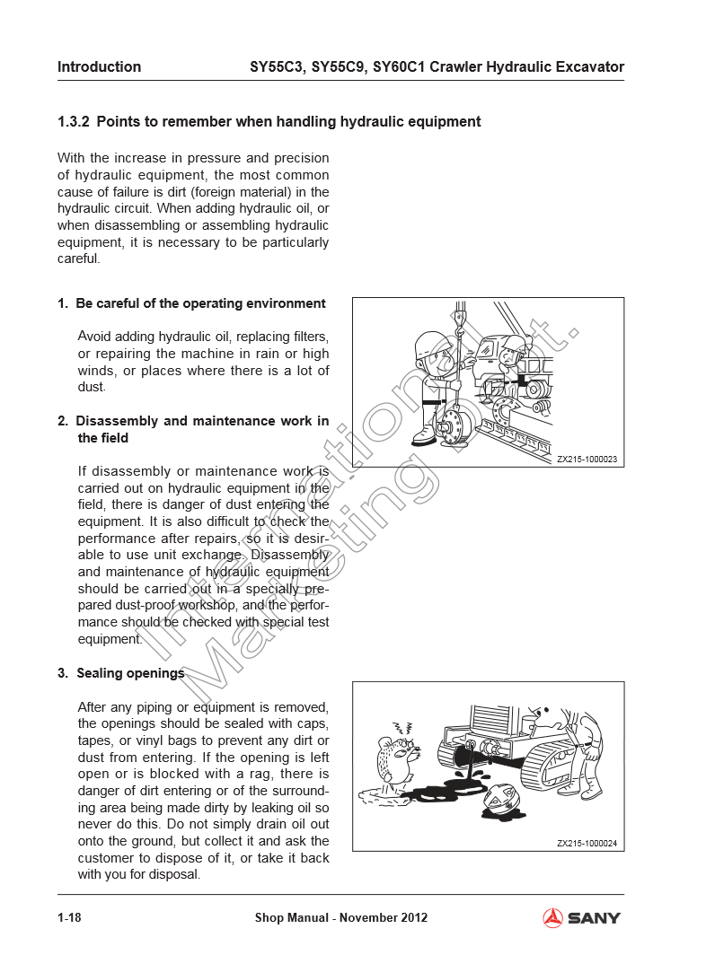 Manual de Servicio Excavadora Sany SY55C3 SY55C9 SY60C1