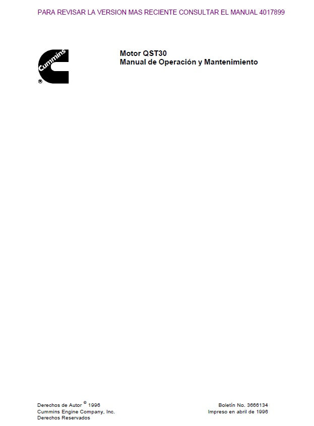 Manual de Servicio Motor Cummins QST30
