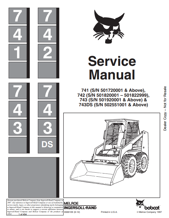 Manual de Servicios Mini Cargador Bobcat 741 - 742 - 743 - 743DS