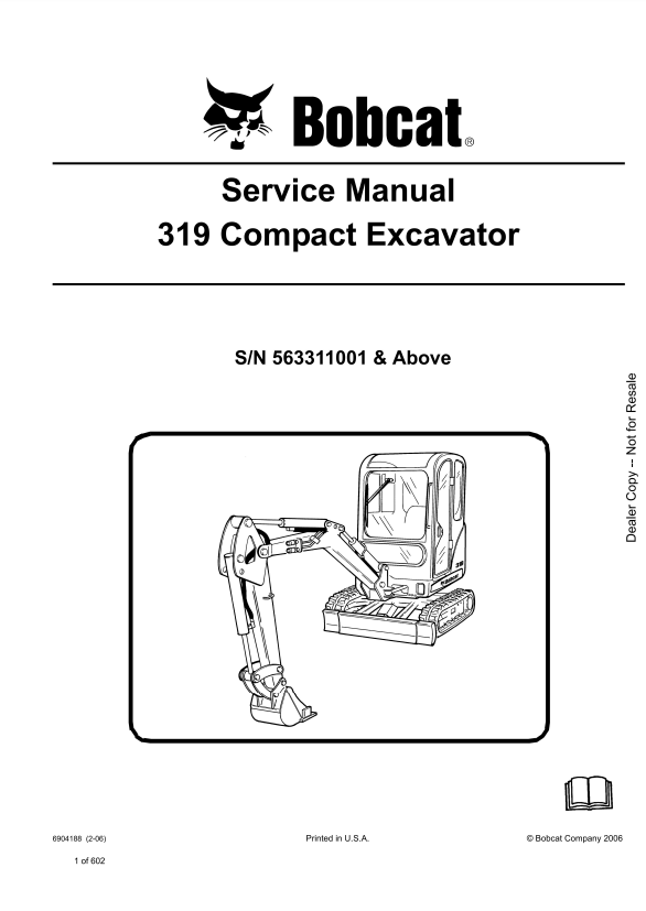 Manual de Servicios Mini Excavadora Bobcat 319