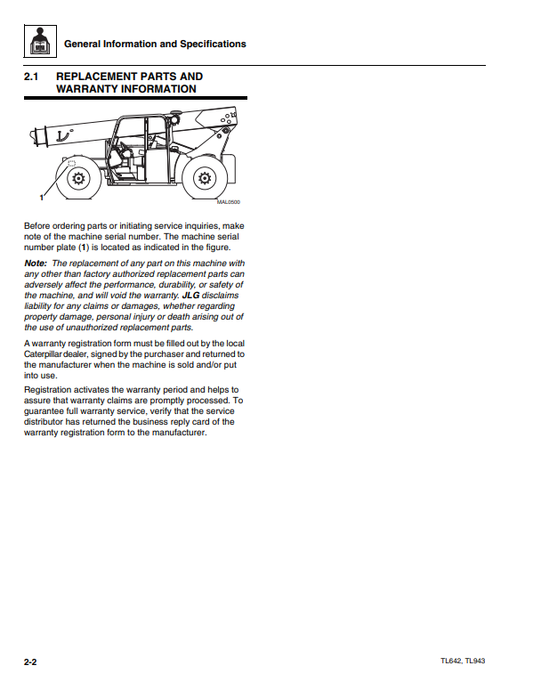 Manual de Reparación Telehandler Caterpillar TL642, TL943