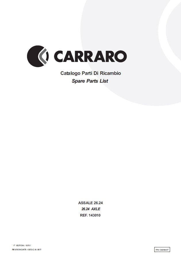 Transmision Carraro 26.24 143010 Manual de Partes