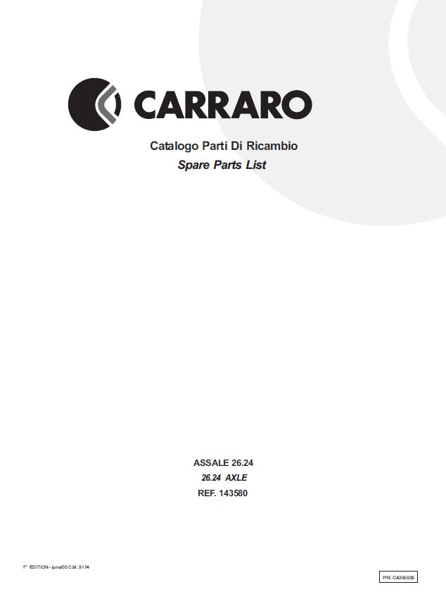 Transmision Carraro 26.24 143580 Manual de Partes