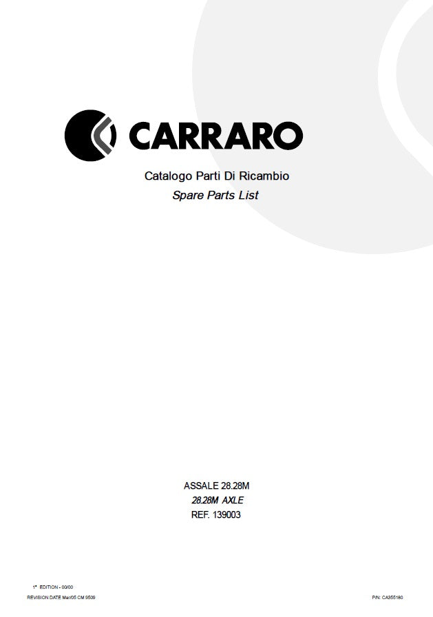 Transmision Carraro 28.28M 139003 Manual de Partes