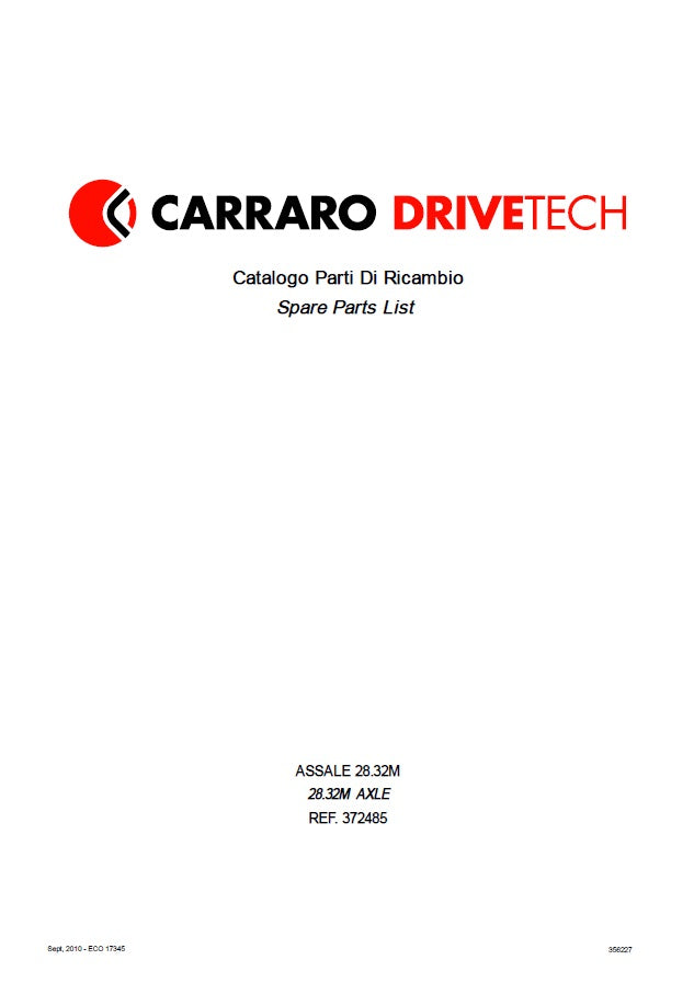 Transmision Carraro 28.32M 372485 Manual de Partes