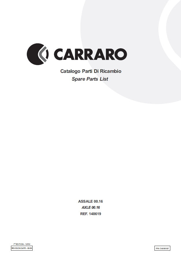 Transmisión Carrarro 00.16 148619 Manual de Partes