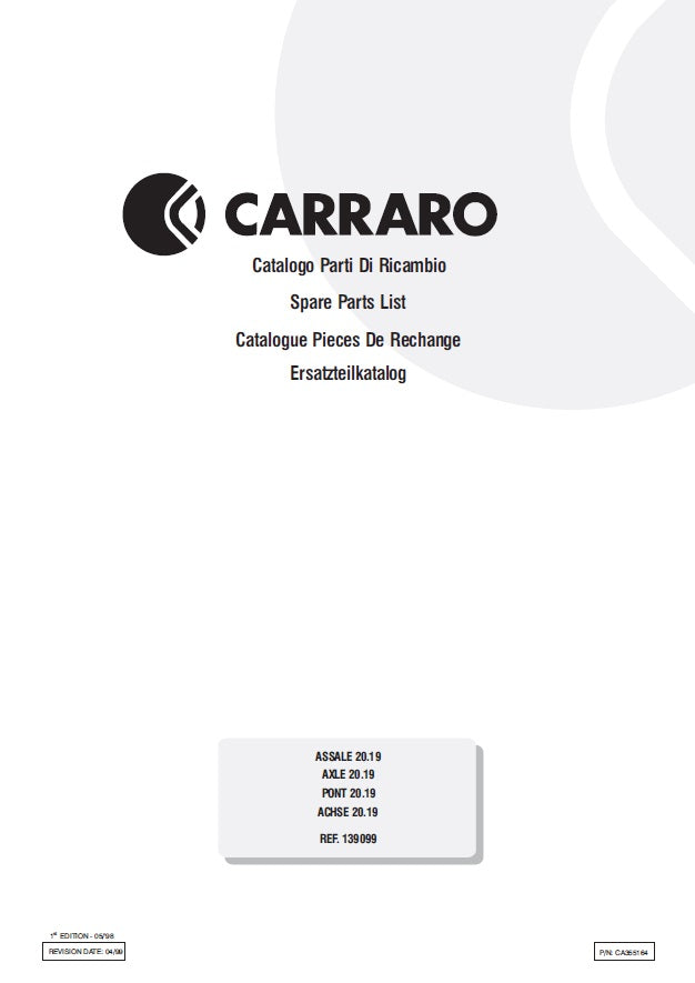 Transmisión Carrarro 20.19 139099 Manual de Partes