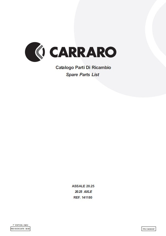 Transmisión Carrarro 20.25 141180 Manual de Partes