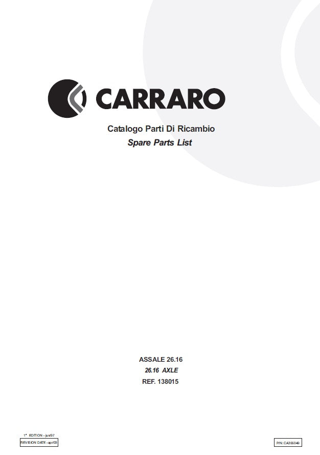 Transmisión Carrarro 26.16 138015 Manual de Partes