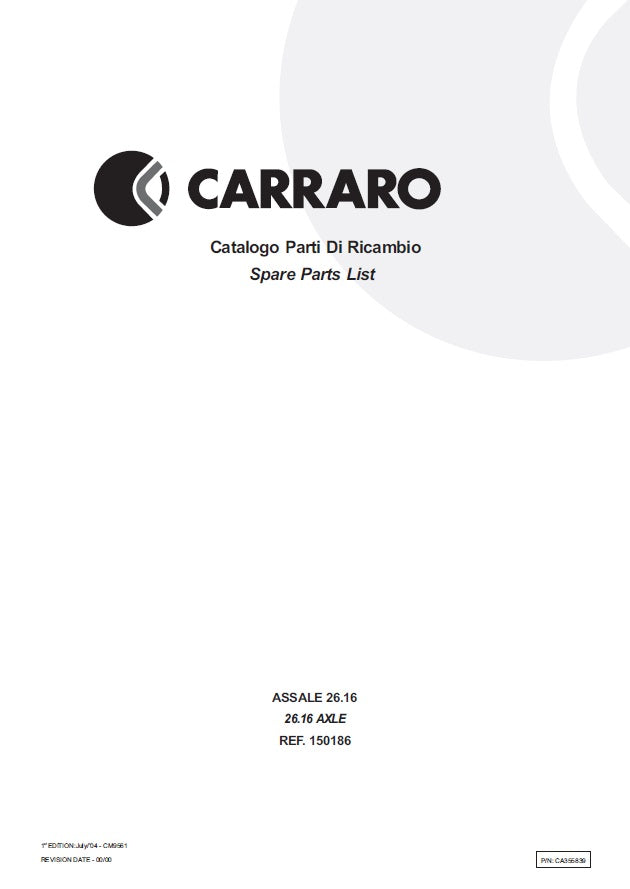 Transmisión Carrarro 26.16 150186 Manual de Partes