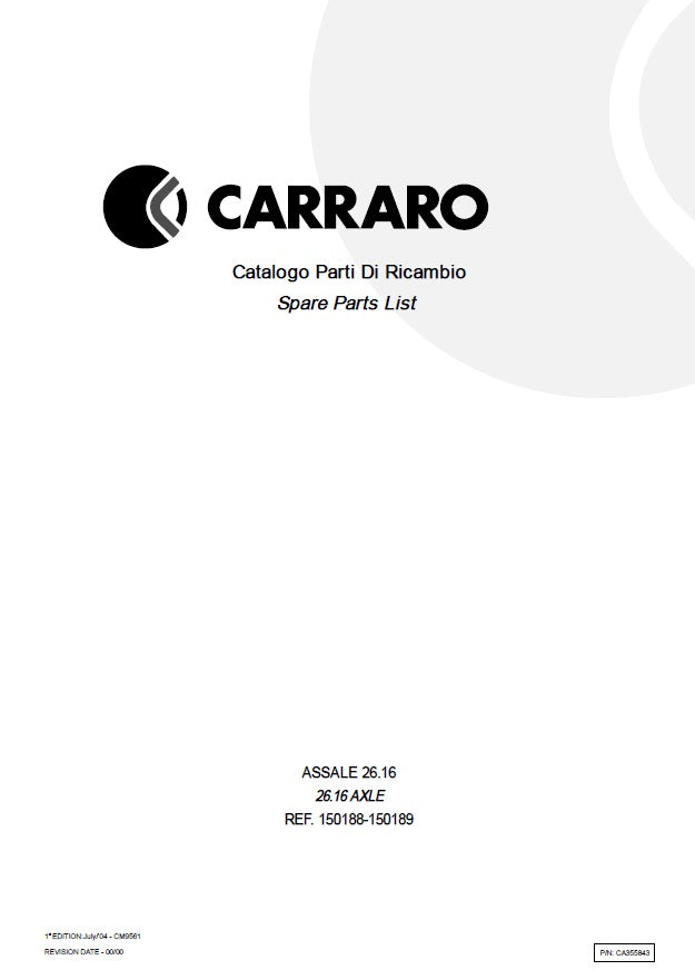 Transmisión Carrarro 26.16 150188-150189 Manual de Partes