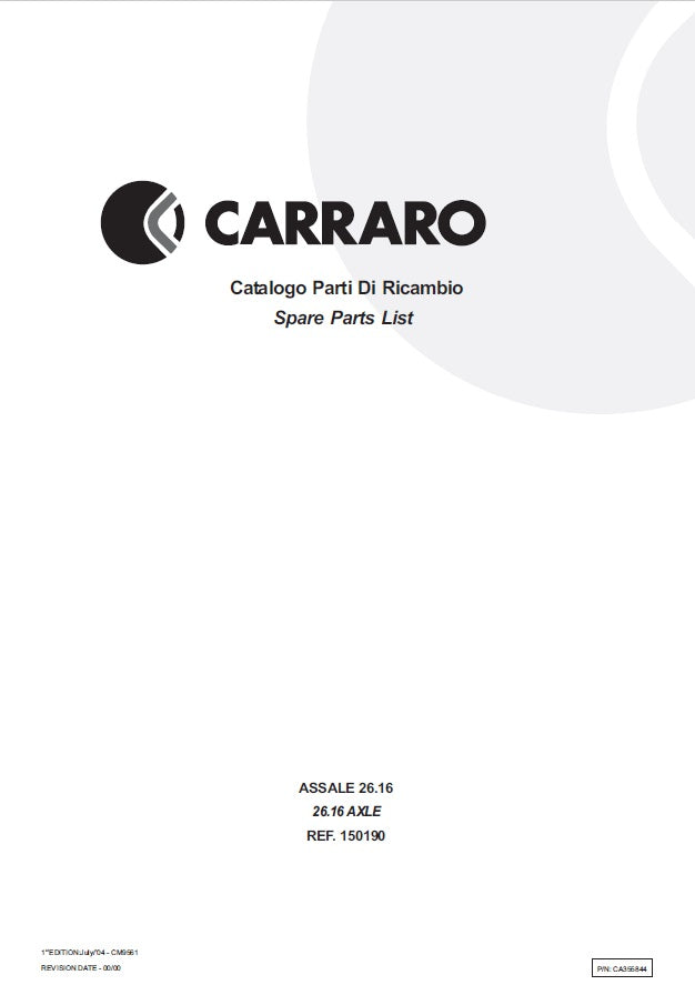 Transmisión Carrarro 26.16 150190 Manual de Partes