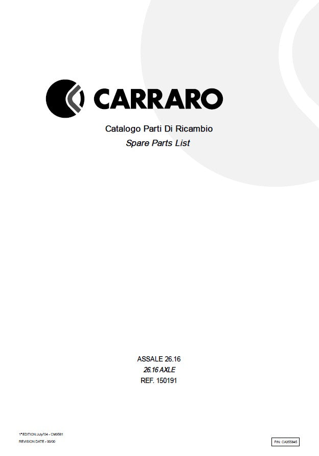 Transmisión Carrarro 26.16 150191 Manual de Partes