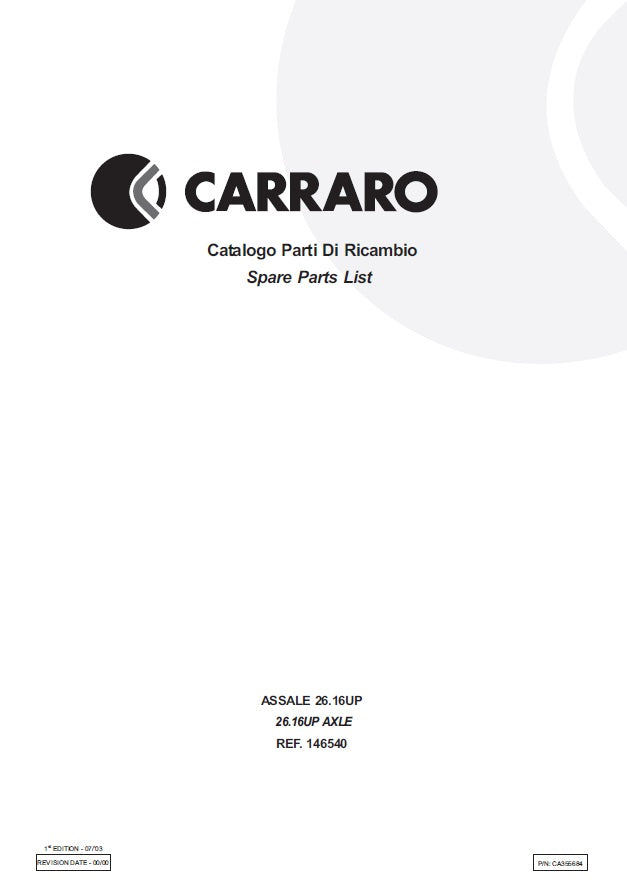 Transmisión Carrarro 26.16UP 146540 Manual de Partes