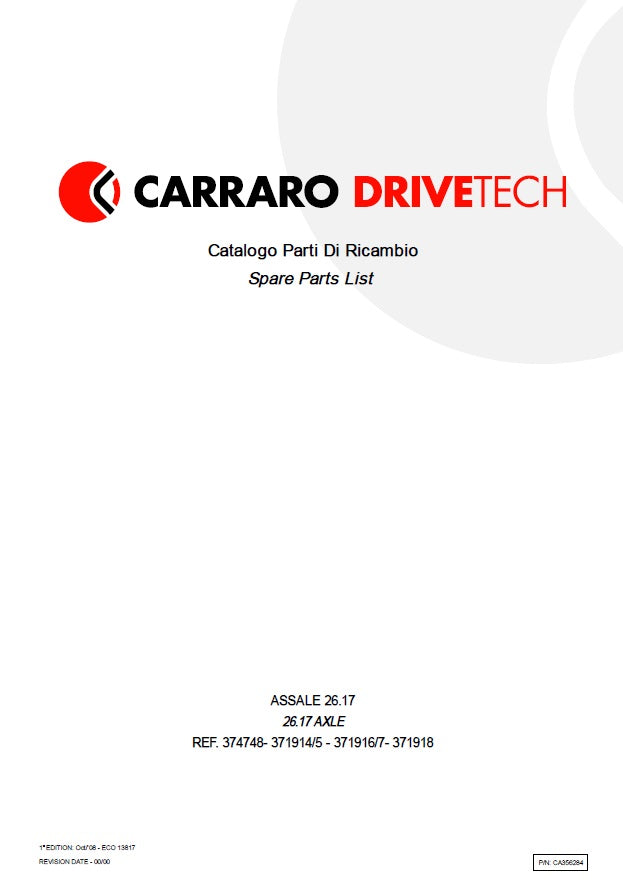 Transmisión Carrarro 26.17 374748- 371914/5- 371916/7- 371918 Manual de Partes