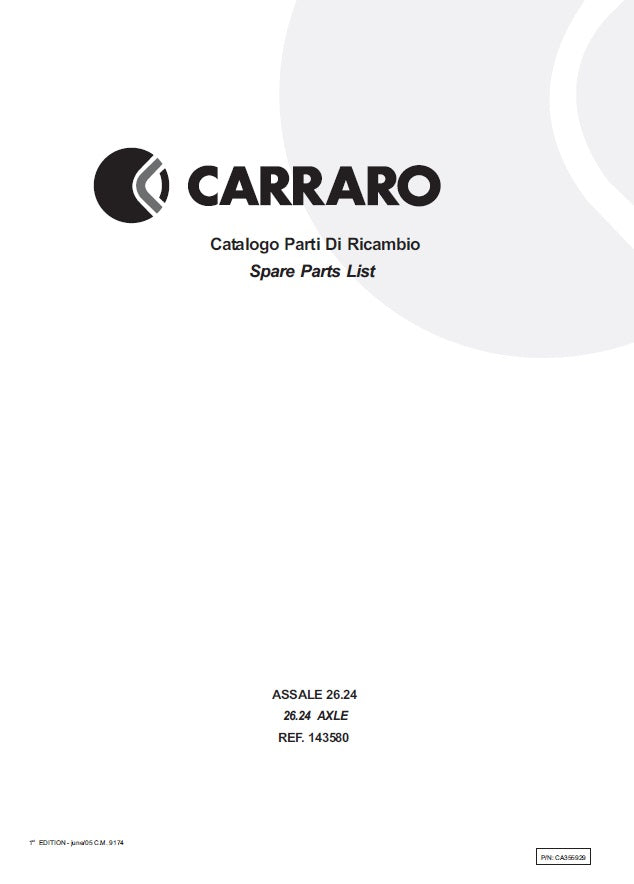 Transmisión Carrarro 26.24 143580 Manual de Partes