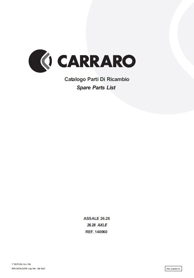 Transmisión Carrarro 26.28 140060 Manual de Partes