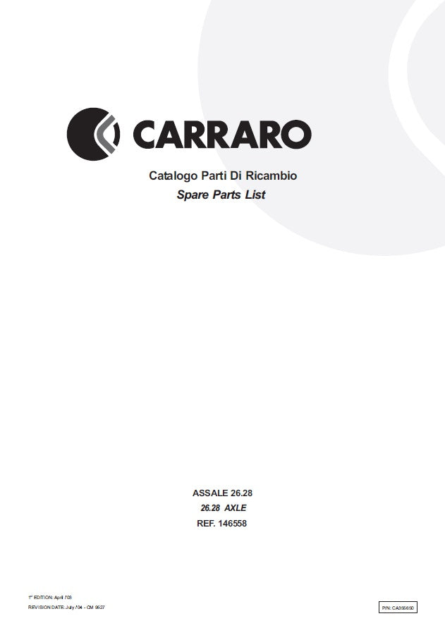 Transmisión Carrarro 26.28 146558 Manual de Partes